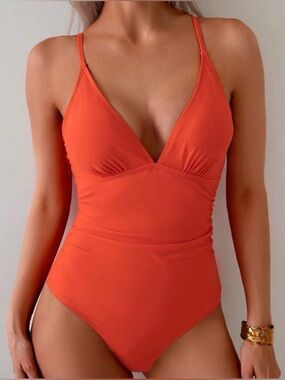 Solid Orange One-Piece Swimsuit